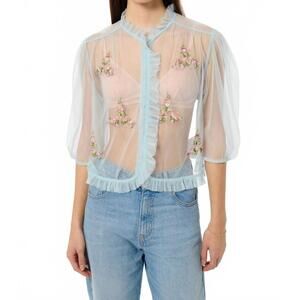 NEW MANOUSH bloom tulle blouse in sky